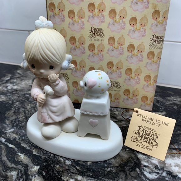 Precious Moments "Girl w/ Piggy Figurine"